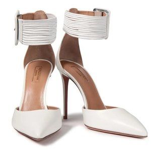 Aquazzura white pointed toe leather Gem